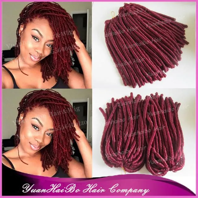 Stock! 15" fold burgundy color marley hair dreads synthetic dreadlock