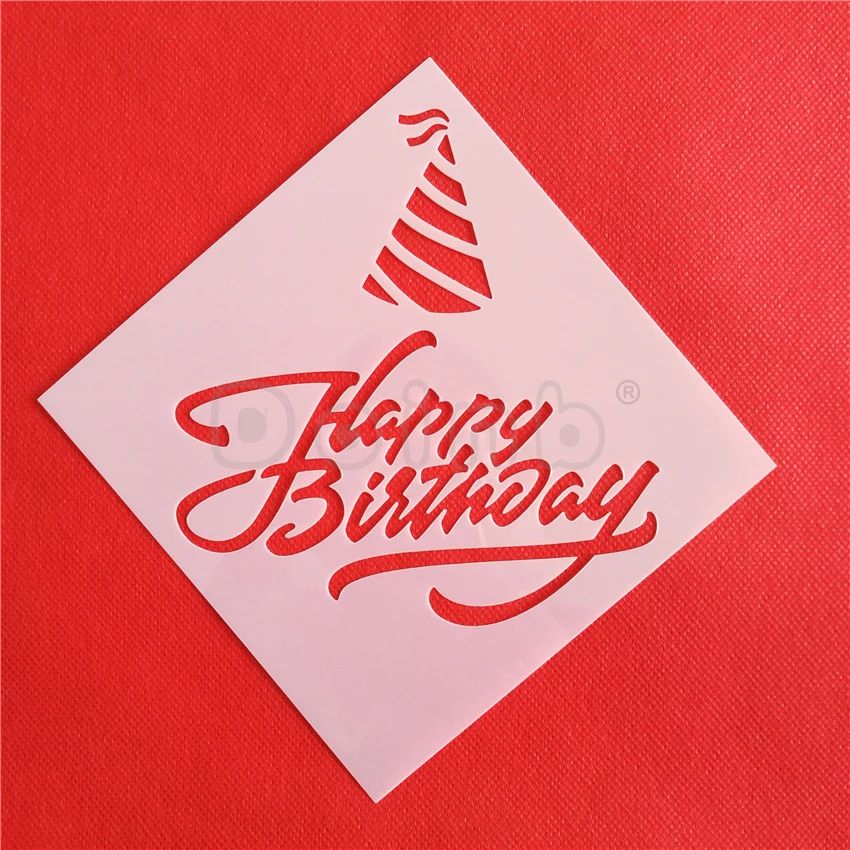 Joyeux Anniversaire Gateau Pochoir Glacage Pulverisation Pochoirs Fondant De Decoration De Gateau Moule Pour La Fete D Anniversaire Aliexpress