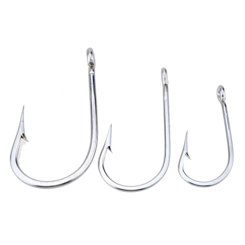 2Pcs/Set Fishhooks Big Stainless Steel Fishing Hooks for Shark Fish 8/0