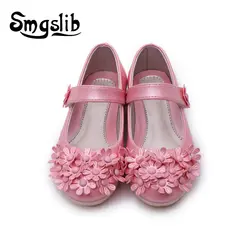 Детская обувь розовые кроссовки для девочек детские модные цветочные кожаные туфли Принцесса Вечерние малыш мягкая удобная дышащая обувь