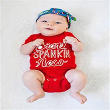 2016 NEW YEAR Christmas EVE Baby Romper Boys Girls Letter Quote Romper red Playsuit Clothing 0-24M Top