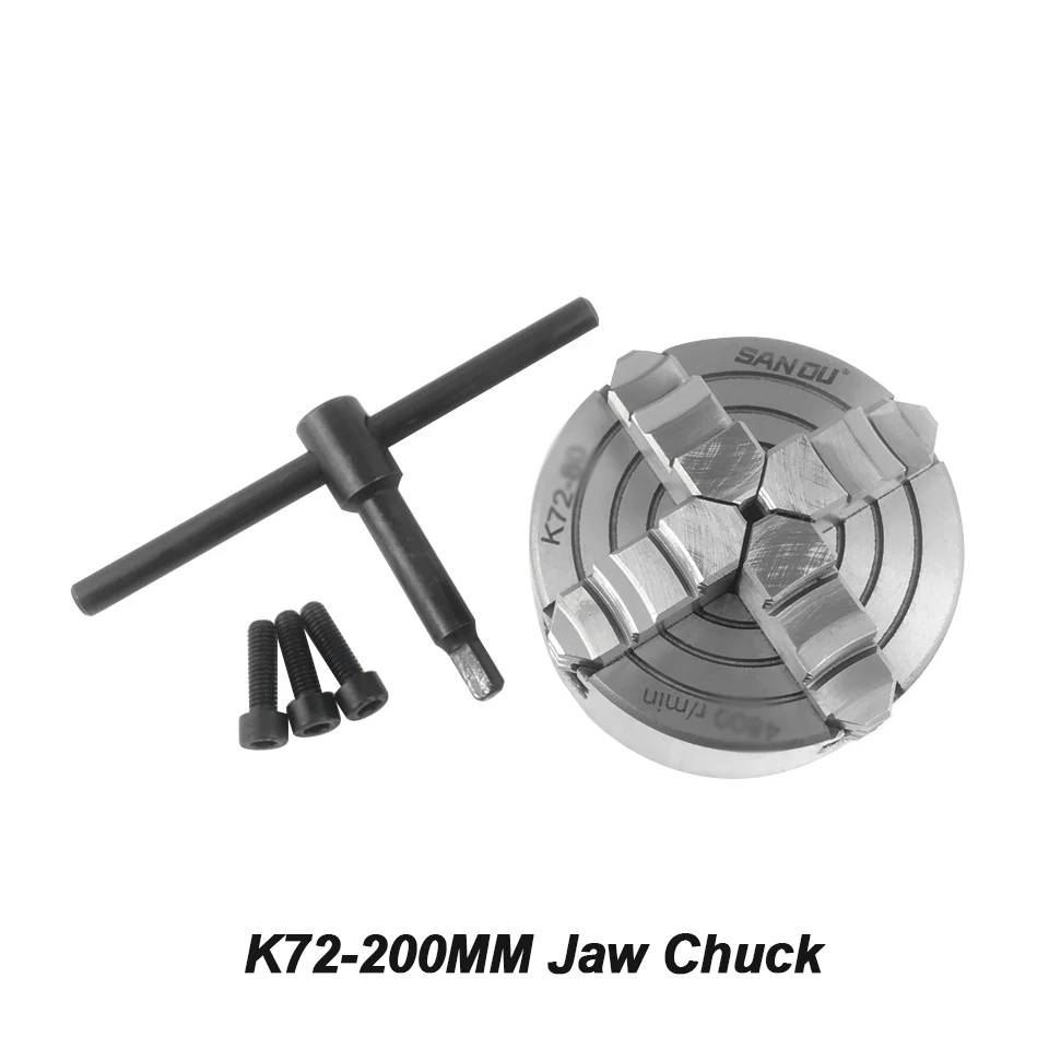 

K72-200 Mini Lathe Chuck Manual Drill Chuck 4 Jaw Chuck Self Centering Hardened Steel For CNC Milling With Wrench Screws