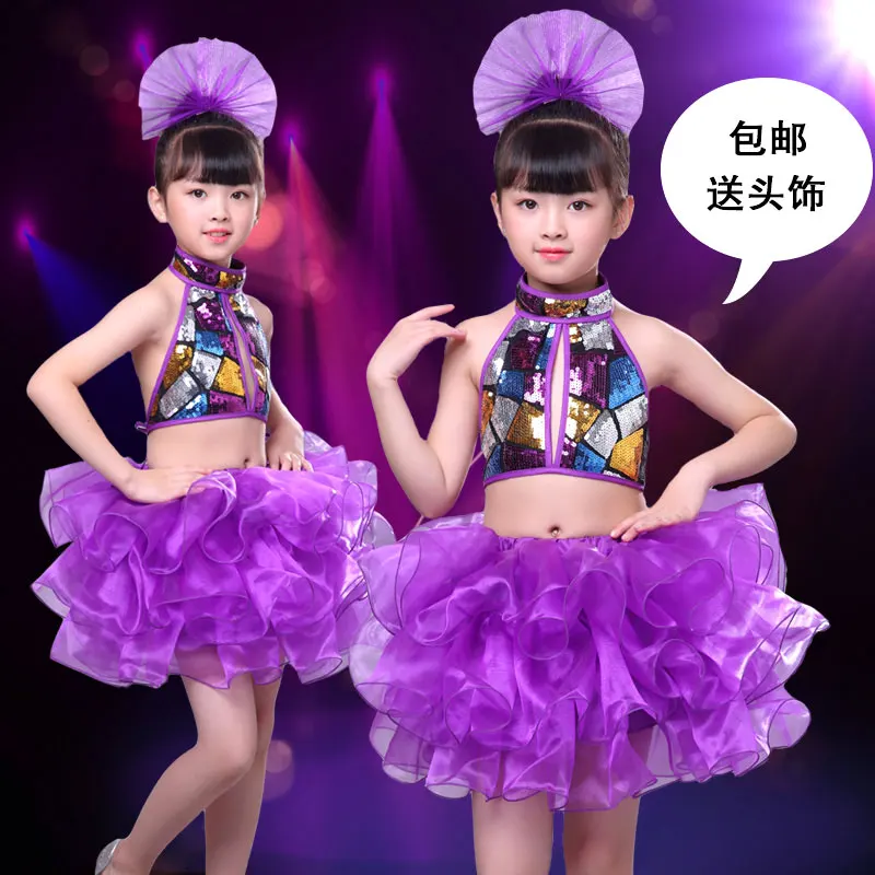 Kids Sequin Hip Hop Clothing Clothes for Girls Jacket Crop Tank Tops skirt Jazz Dance Costume Ballroom Dancing Streetwear