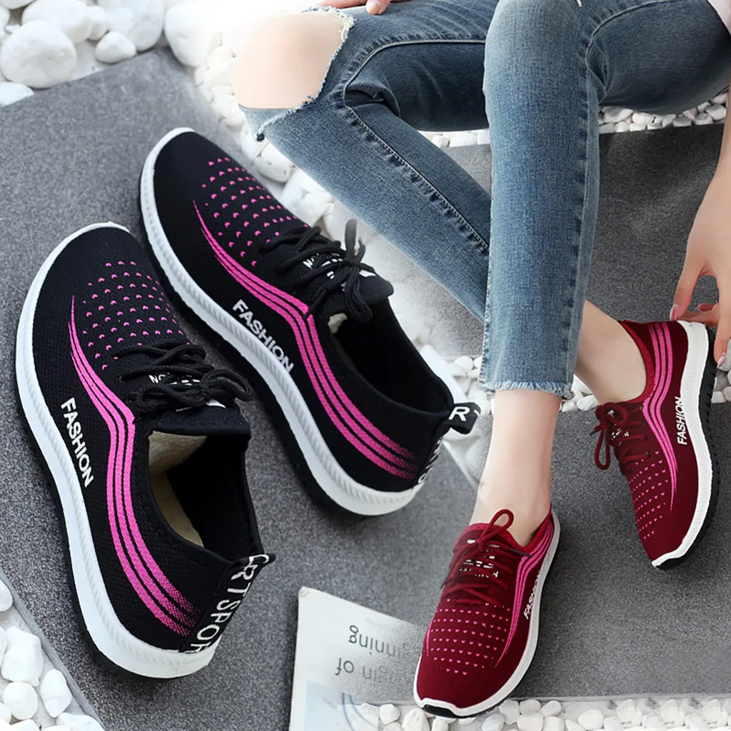 Women's Fashion Casual Breathable Lightweight Lace Up Shoes Sport Running Shoes shoes woman platform sneakers sneakers platform