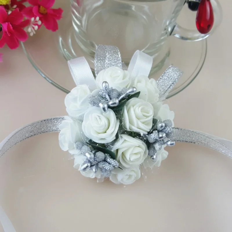 

Wrist Corsage Bridesmaid Sisters Hand flowers Artificial Bride Flowers For Wedding Dancing Party Decor Bridal Prom