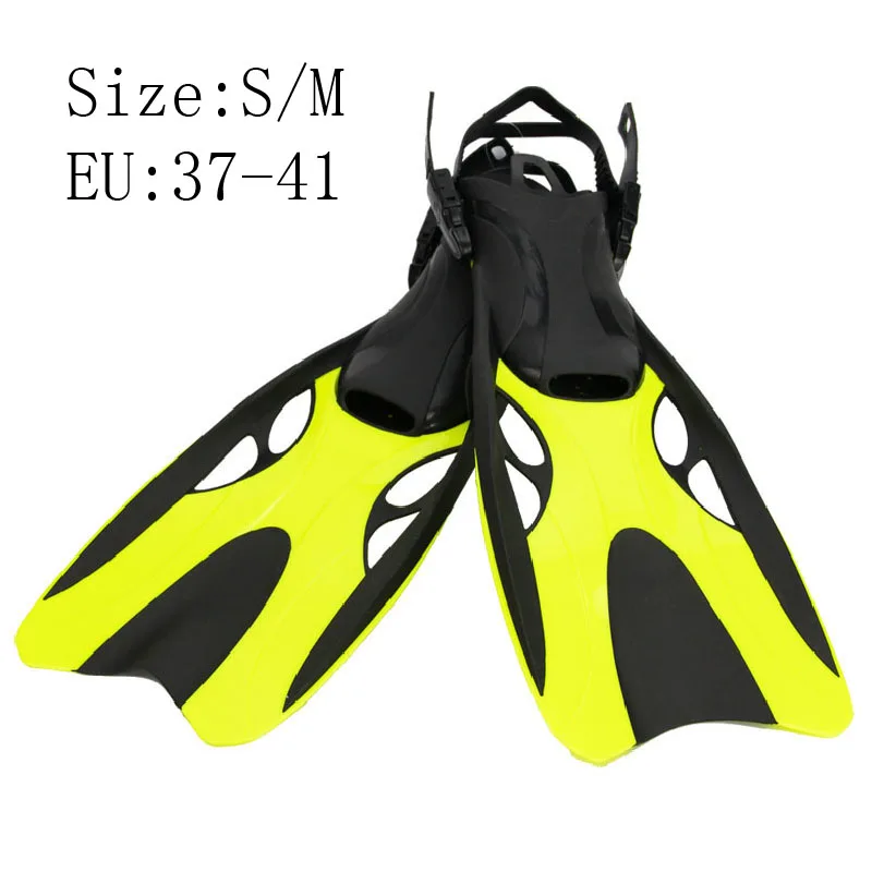 Взрослые плавники для плавания, силиконовая Регулируемая подводная обувь, Длинные погружные профессиональные подводные ласты для подводного плавания - Цвет: Yellow S M