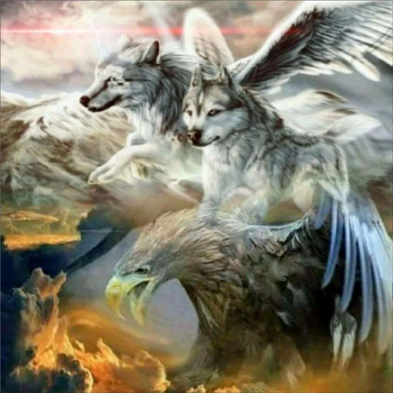 

Diamond Embroidered Wolf Mosaic 5D Cross Stitch Full Round Diamond Diamond Painting DIY Sticker Diamond Decorative Painting