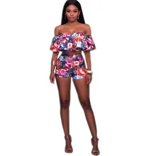 Women Summer Boho Beach Outfit Set Top Trending 2017 Slash Neck Ruffles Sexy Two Piece Set Short and Top Party Suit for Women