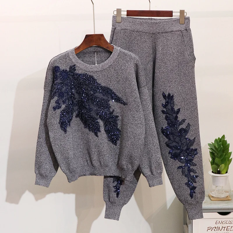 

[EWQ] 2019 Spring Autumn Fashion New Style Sequined Flowers, Long Sleeves T-shirt Elastic Waist Women Dress Women AC957