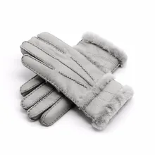 

Fashion Genuine Fur Gloves Women, Short Sheepskin Mittens Real Fur Sheep Leather Winter Warm Thickening Windproof Gloves