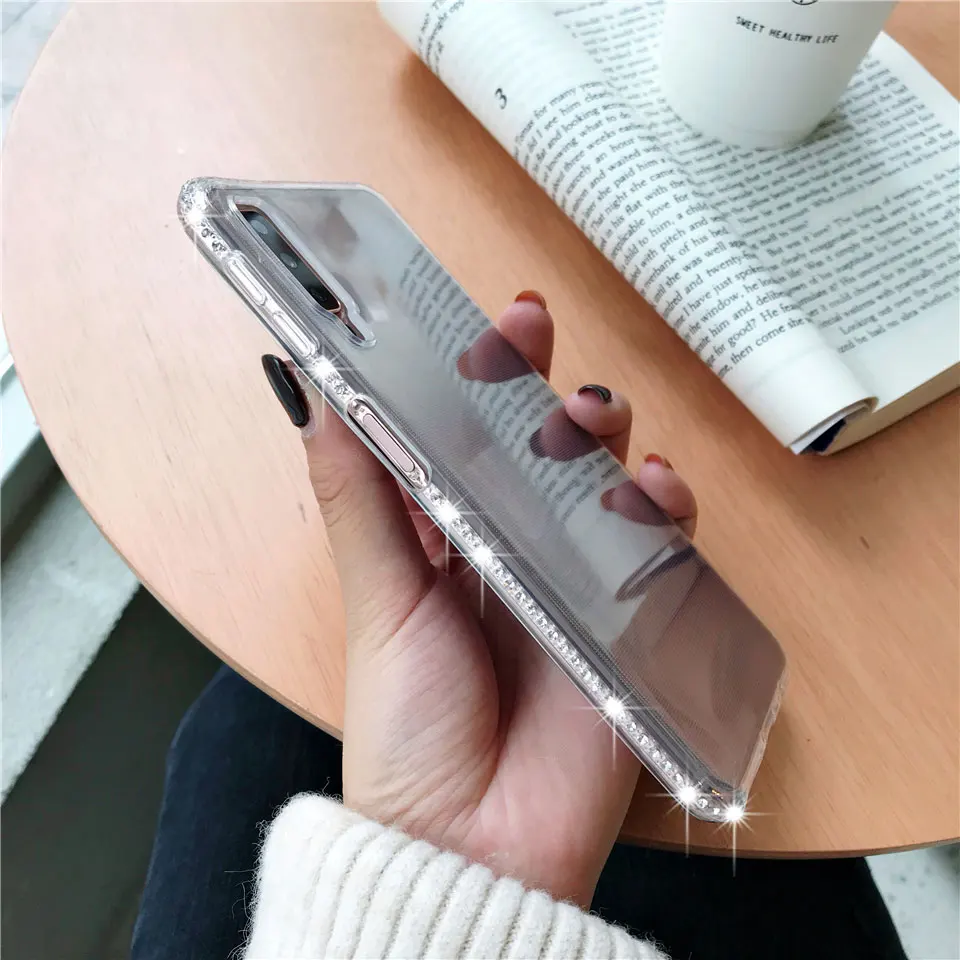 Женский Блестящий силиконовый чехол из ТПУ со стразами для Samgung Galaxy A7 2018