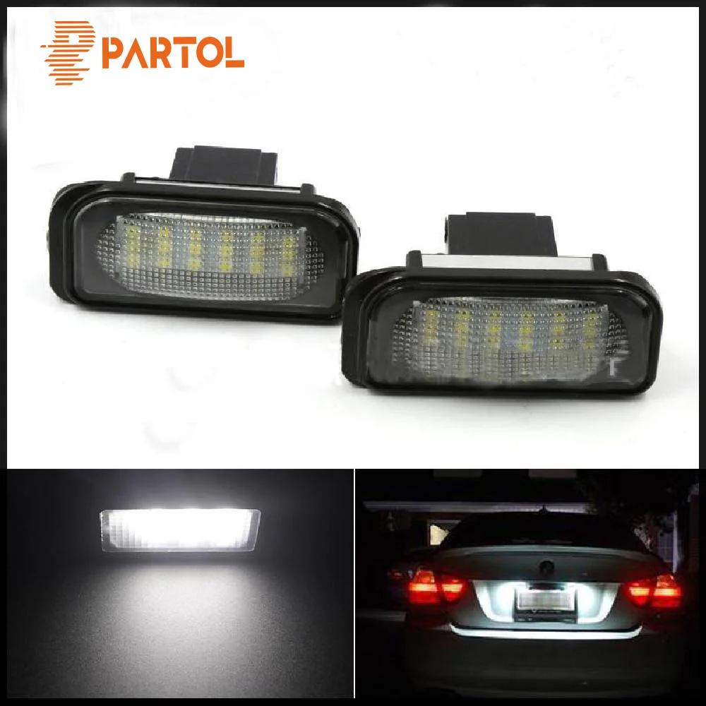 Partol 2Pcs 12V LED License Plate Light Lamps for Mercedes Partol 2Pcs 12V LED License Plate Light Lamps for Mercedes