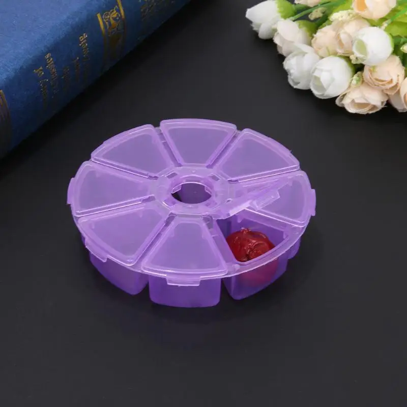 

Plastic 8 Lattices Storage Box Plastic Round Clear Case for Beads Jewelry Organizer Container Box Embroidery Home Organizer