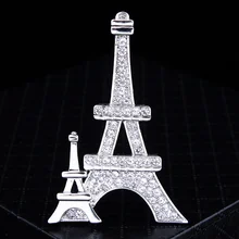 New Fashion Brooches Classical Crystal Rhinestone Eiffel Tower Brooch Charm Collar Clips Scarf Buckle Dress Clothes Accessories