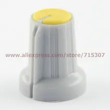 PHISCALE 20 шт желтая ручка потенциометра с нескользящей полосой 15x17x6/15*17*6 мм