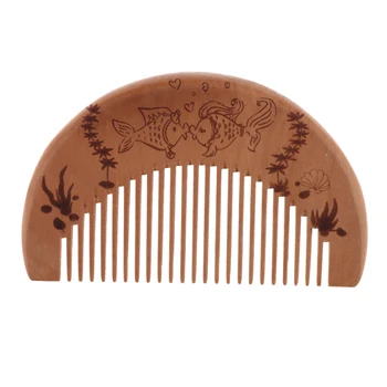 

Travel Pocket Size Half Moon Shape Fine Tooth Comb Detangling Wooden Comb Reduce Hair Breakage and Split Ends for Women