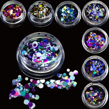 1g Mini Round Thin Paillette Design Deep Colors Nail Art Glitter Decoration Nails Tips Sparkly Mixed 1mm 2mm 3mm P1-12