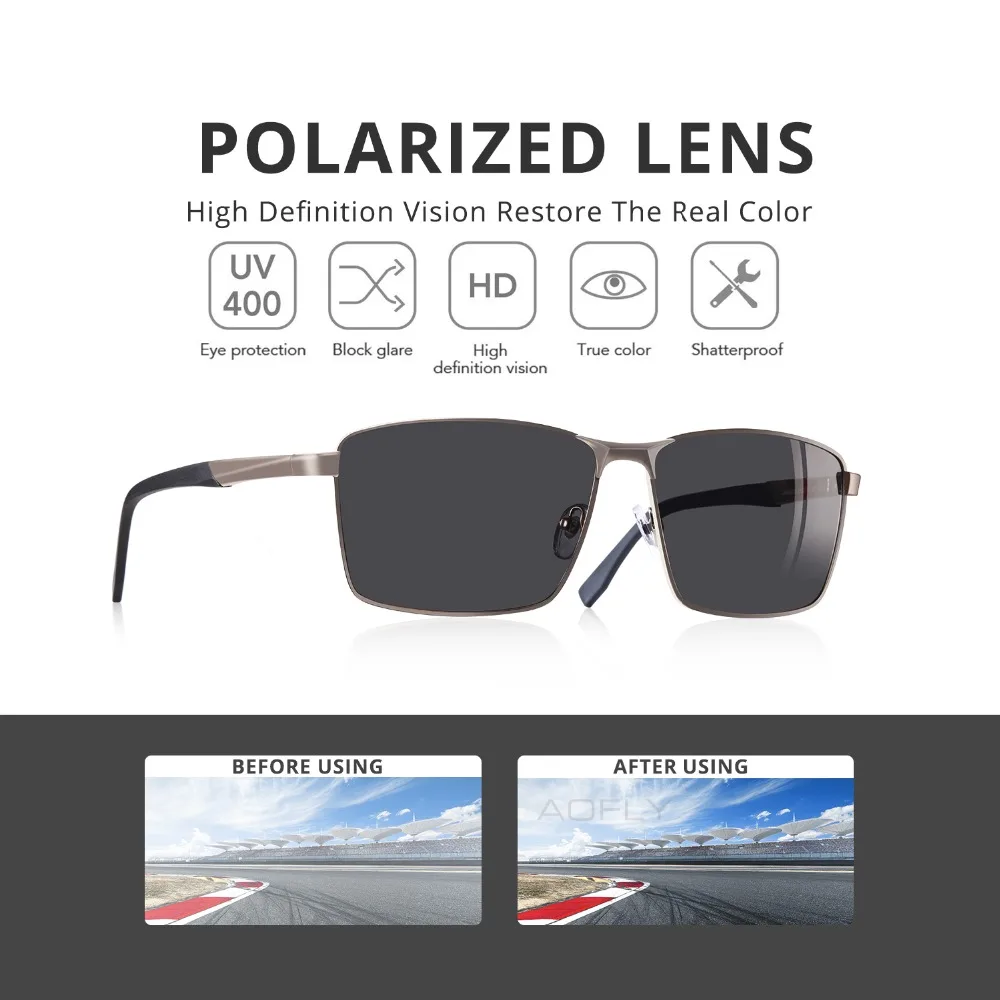 Kopen Aofly Vintage Retro Merk Designer Mannen Gepolariseerde Zonnebril Vierkante Klassieke Mannen Shades Zonnebril Mannelijke Eyewear UV400 AF8189
