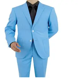 Человек костюм 2 кнопки костюм цвет небесно-синий пальто одежда Штаны портной на заказ для свадьбы шафером жениха