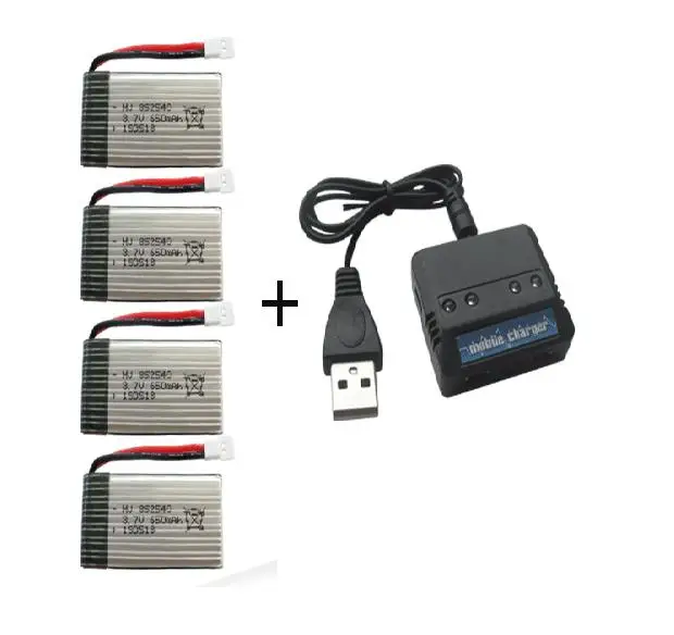 

YUKALA 3.7v 650Mah Li-polymer battery*4pcs+ 4 in 1 charger box for X5 5C X5SC X5SW M68 RC quadcopter 5pcs/lot