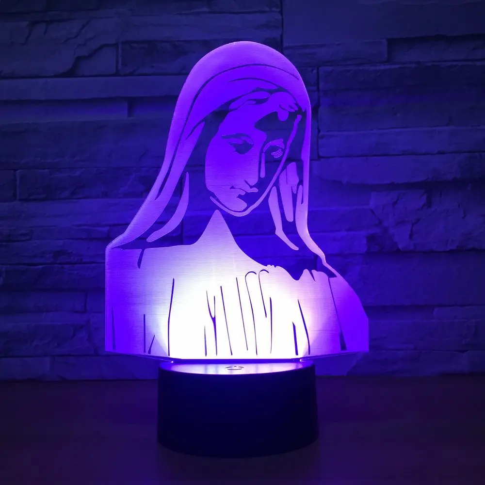 Новая 3d лампа Дева Мария 7 цветов Светодиодные ночные лампы для детей сенсорный
