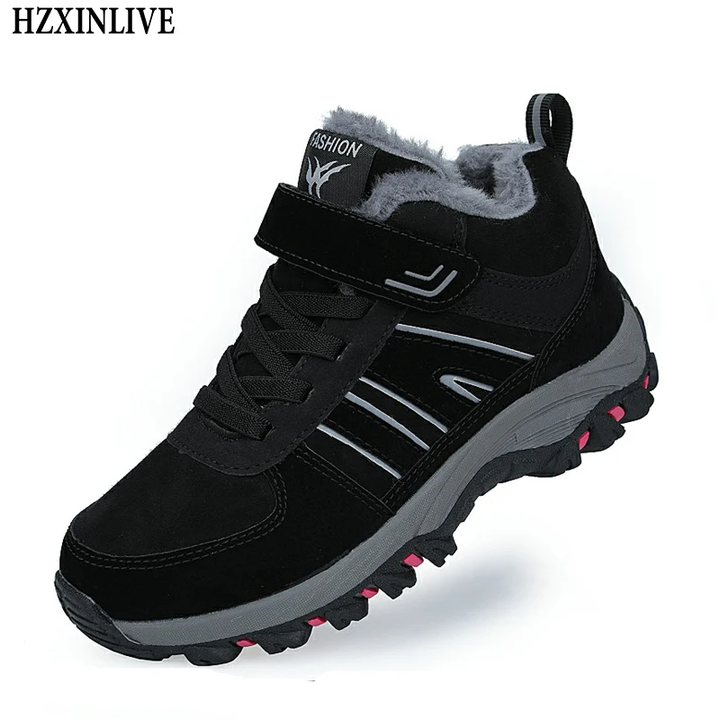 

HZXINLIVE Winter Women Snow Boots Waterproof Warm Plush Flock Platform Ankle Boots Hiking Sneakers Shoes Botas Mujer Invierno