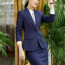 Новые стили Формальные женские юбочные Костюмы Блейзер и пиджак Наборы элегантные женские деловые костюмы Офисная форма дизайн
