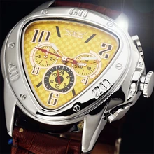 2016 JARGAR Automatic Mechanical Men Watches Army Triangle Calendar 24Hour Dial Real Leather Sport Wristwatch Relogio Masculino