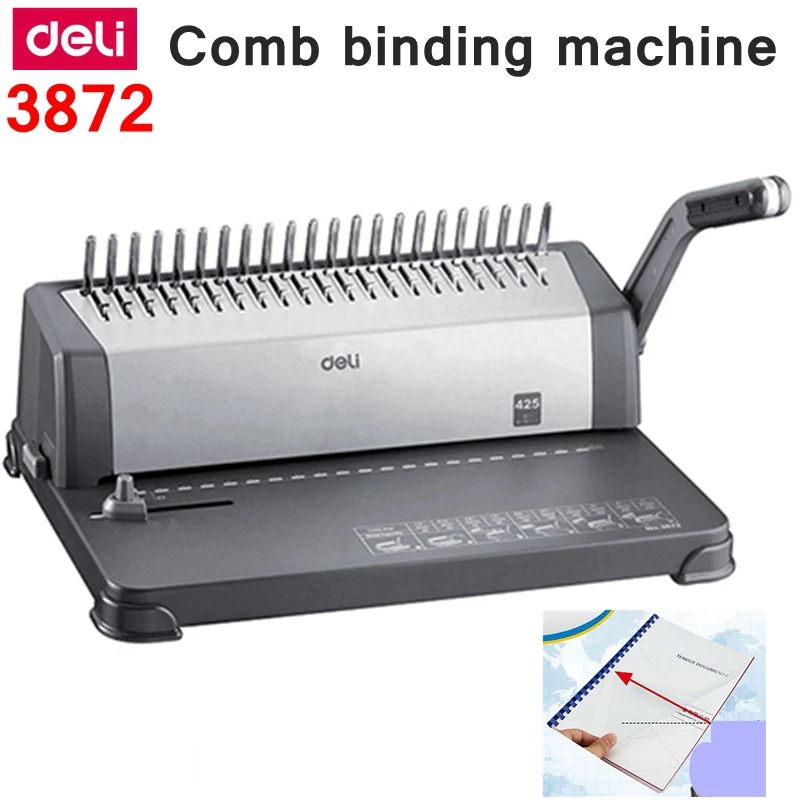 Deli 3872 Manual Comb binding machine office Financial binding machine