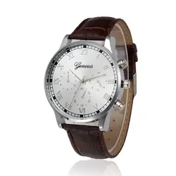 Популярный стиль! Модные простые и повседневные часы Ретро дизайн кожаный ремешок Аналоговый сплав кварцевые наручные часы подарок