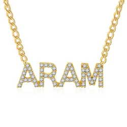 DOREMI кристалл кулон ожерелье с буквами для женщин пользовательские ювелирные изделия пользовательское имя ожерелье s персонализированные циркония iced out кулон - Окраска металла: Gold Plating
