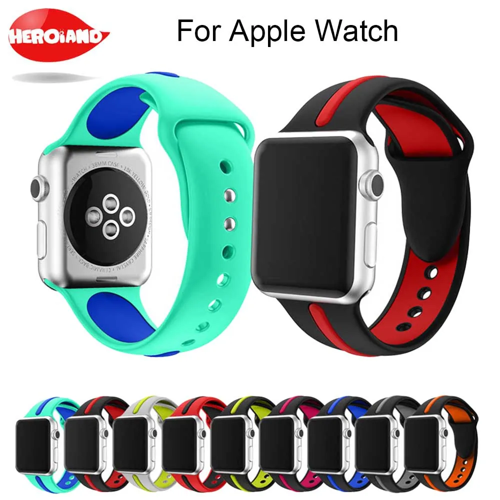 Силиконовый спортивный ремешок цветной браслет для наручных часов Apple watch Series 3 2 1