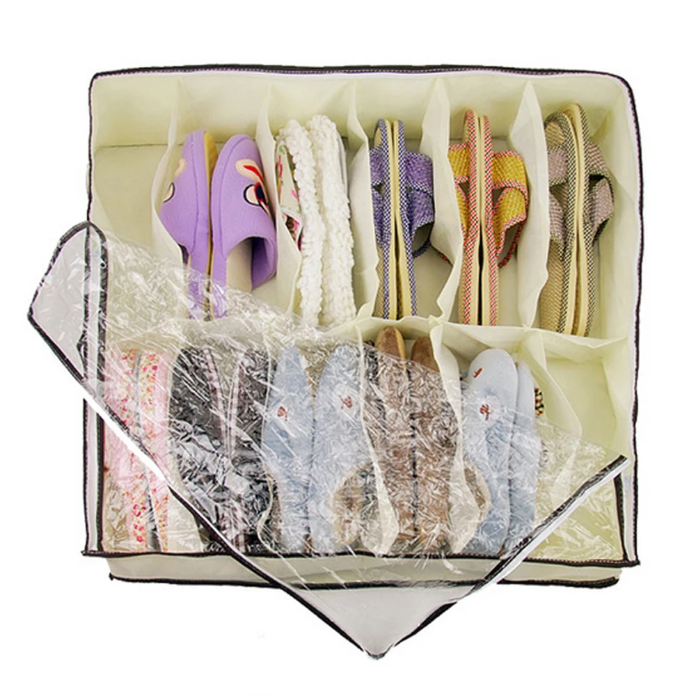 

EYKOSI 12 Pairs Vogue Shoes Storage Organizer Holder Container Closet Box Bag Protect Shoes 65cm * 55cm * 15cm