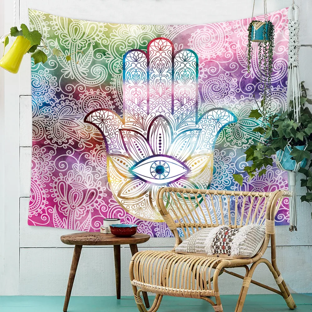 

Hamsa Eye Hand Mandala Moon And Sun Hippie Bohemian Indian Tapestry Wall Hanging Cloth Tapestries For Bedroom Dorm Decoration