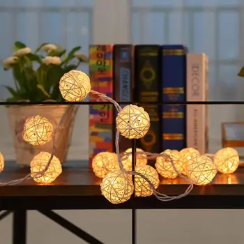 

LED Rattan Ball String Lights 30LED Battery Powered Fairy String Decorative Lights guirlande led Garland Wedding Decoration