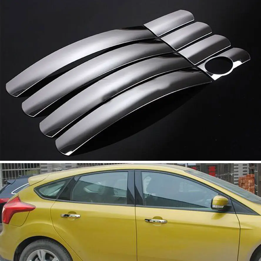 8x Chrome Silver Stainless Car Exterior Door Handles Covers Trim Fit