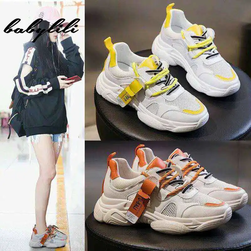 

Shoes for Woman 2019 Summer Mesh Sneakers Women Sports Platform Vulcanize Sneakers Lace-Up Breathable Fashion Sneakers for Women