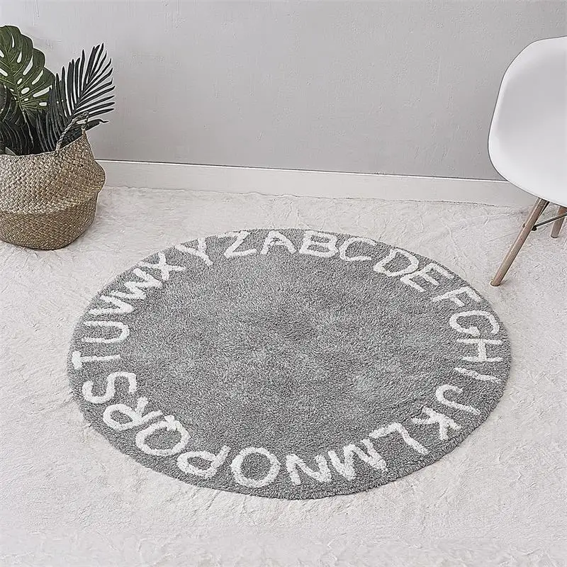 

Scandinavian Cotton Kids Baby Play Round Floor Rug Carpet Teepee Rug Mat Nursery Room Decor 120cm Diameter