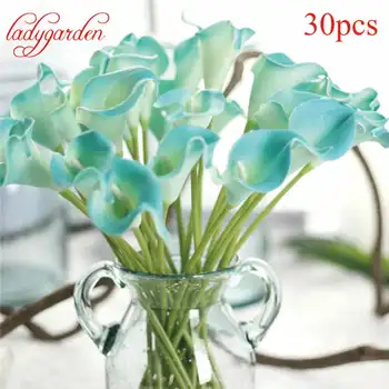 

30pcs/lot Real Touch PU Calla Lily Decorative Artificial Flowers for Wedding Bouquet Party Home Decoration 12 colors (no vase)