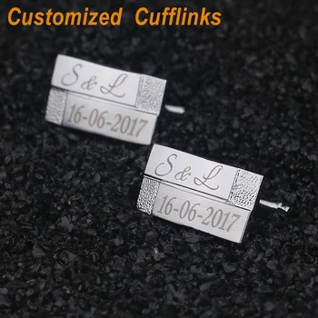 

QiQiWu Personalized Cufflinks Laser Engraved Classic Customized Cuff links Jewelry Wedding Gifts for Men With Gift Box CL-038