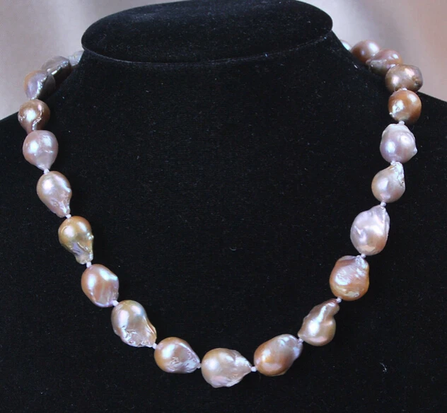 

FREE SHIPPING Genuine Rare 12-16mm South Baroque Lavender Pearl Necklace 18" Jewelry