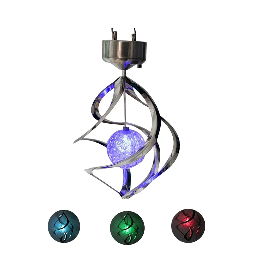 

LED Solar Lamp Color Spiral Garden Light Courtyard Decoration Changing Wind Chimes Wind Spinner Outdoor Hanging