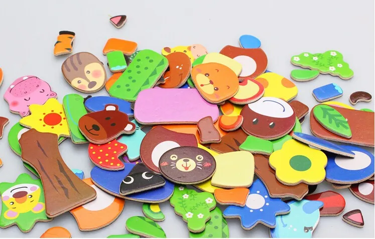 DIY Обучающий набор Животные Магнитные 3D головоломки Рисование инструменты 90 шт красочные наклейки мел доска игрушки для детского творчества