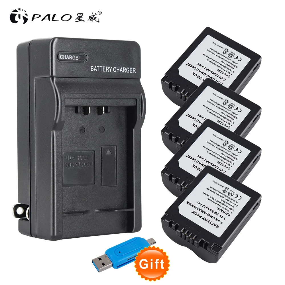 

4pc CGA-S006 DMW-BMA7 CGA S006 DMW BMA7 Li-ion Battery +Battery Charger For Panasonic DMC FZ7 FZ8 FZ18 FZ28 FZ30 FZ35 FZ38