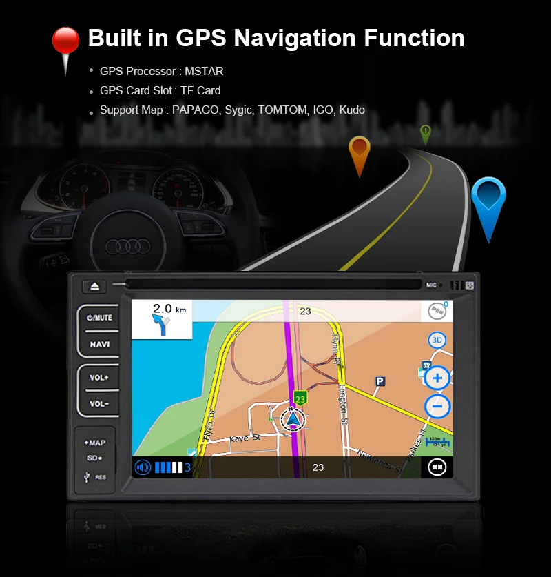 Cheap MP3 Head Unit Auto Car DVD Player Autoradio CAM MP4 PC Steering Wheel Radio GPS Stereo EQ Map Touchscreen Bluetooth 4