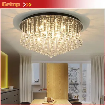 

Modern Luxury K9 Crystal LED Chandelier Round Shape Ceiling Lamp for Living Room Bedroom Restaurant Study Black Base Free Ship