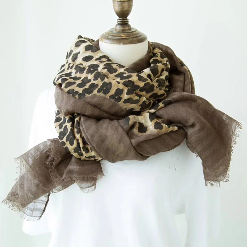 Дизайн Леопардовый шарф из хлопка с кисточками, британский стиль, зимний мусульманский хиджаб, животный принт Леопардо, мягкая накидка пашмины