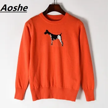 

Korean Fashion Sweater For Women 2018 New Puppy Jacquard Lady's Sweater Casual Knit Top Jumper Long Sleeve Pullover