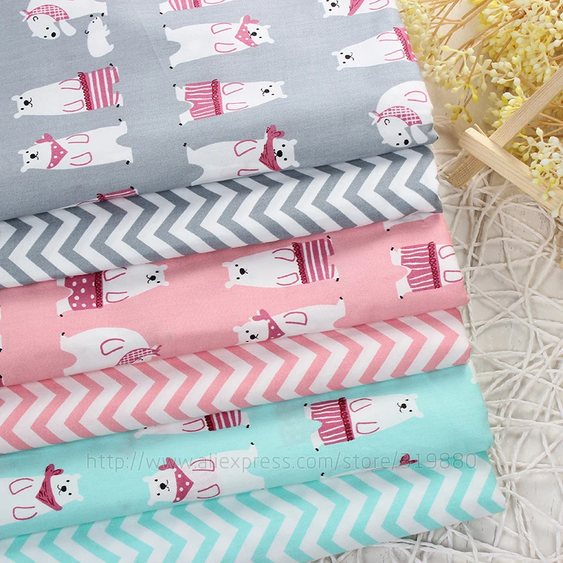 TIANXINYUE cartoon Fabric 6 pcs 40*50cm bear Cotton Fabric DIY Patchwork Sewing Bedding baby pillow Cloth