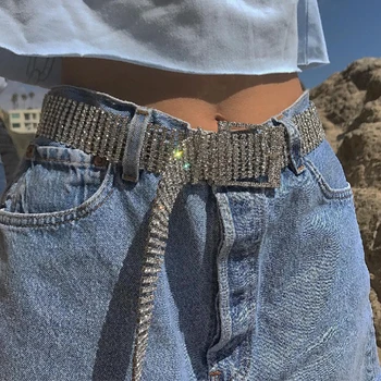 

Hot Sale Women 10 Rows Full Rhinestone Shiny Waist Belts Waistband Party Dress Belt Fashion Waist Chain